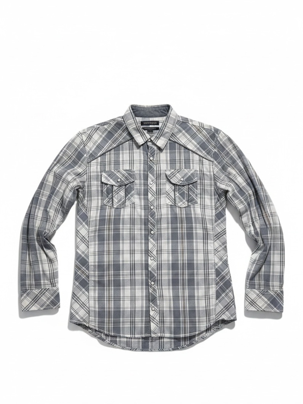 BKE Gray and White Plaid Shirt